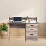 ZUN Gray embossed particleboard with triamine laminated desktop storage layer 110*50*95cm three drawers 63916643