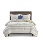 ZUN 5 Piece Printed Seersucker Comforter Set with Throw Pillows B035128859
