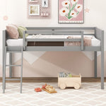 ZUN Twin Size Wood Loft Bed with Ladder, ladder can be placed on the left or right, Gray WF315204AAE