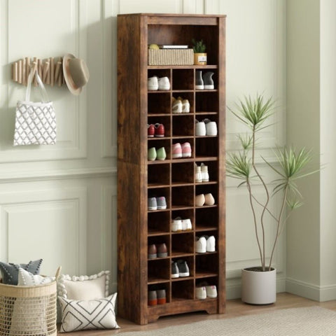 ZUN ON-TREND Stylish Design 30 Shoe Cubby Console, Contemporary Shoe Cabinet with Multiple Storage WF309309AAP