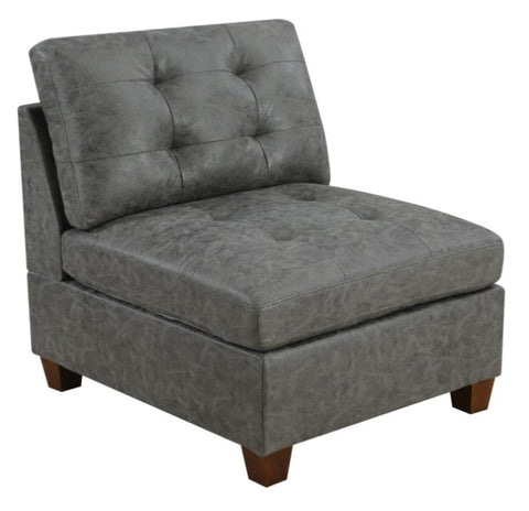 ZUN Living Room Furniture Tufted Armless Antique Grey Breathable Leatherette 1pc Cushion Armless B011127812