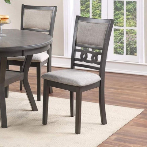 ZUN Dining Room Furniture Grey Finish Set of 2 Side Cushion Seats Unique Back Kitchen Breakfast HS00F1812-ID-AHD