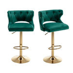 ZUN Bar Stools With Back and Footrest Counter Height Dining Chairs-Velvet Green-2PCS/SET W67663279