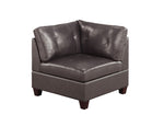 ZUN Contemporary Genuine Leather 1pc Corner Wedge Dark Coffee Color Tufted Seat Living Room Furniture B01156172