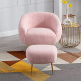 ZUN Orisfur. Modern Comfy Leisure Accent Chair, Teddy Short Plush Particle Velvet Armchair with Ottoman WF287096AAH