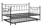 ZUN Metal Twin Daybed with Trundle/ Heavy-duty Sturdy Metal/ Noise Reduced/ Trundle for Flexible Space/ W42752470