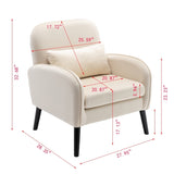 ZUN Accent chair, KD solid wood legs with black painting. Fabric cover the seat. With a cushion. W72865875