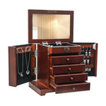 ZUN Large Jewelry Organizer Wooden Storage Box 5 Layers Case with 4 Drawers, Brown 07229064