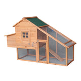 ZUN 75" Waterproof Roof Two-tier Wooden Chicken Coop Rabbit Poultry Cage Habitat with Egg Case & Tray & 60082799