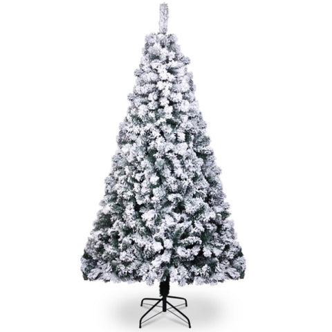 ZUN 6FT PVC Flocking Christmas Tree 1202 Branches Spread Out Naturally Tree 36342175