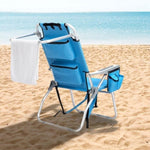 ZUN 63*70*99cm Heightened Oxford Cloth Silver White Aluminum Tube Bearing 100kg Beach Chair Blue 82549711