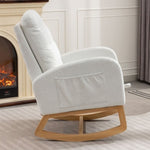 ZUN Accent Rocking Chair with Footrest High Back Rubber Wood Rocking Legs Bedroom Living Space 26.77D X W2231P143508