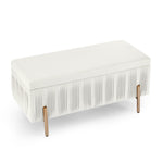 ZUN Elegant Upholstered Velvet Storage Bench with Cedar Wood Veneer, Large Storage Ottoman with W487109968