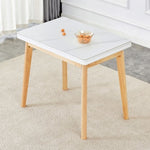 ZUN White sintered stone tabletop with rubber wooden legs, foldable computer desk, foldable office desk, W1151P145183