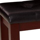 ZUN 1Pc Modern Bench with Leather-Look Seat Tufted Upholstery Tapered Wood Legs Bedroom Living Room B011119817