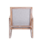 ZUN Solid wood linen fabric antique white wash painting rocking chair with removable lumbar pillow W72835728