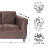 ZUN Dark Brown Suede Sofa, Modern 3-Seater Sofas Couches for Living Room, Bedroom, Office, and Apartment B124142410
