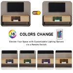 ZUN 54.33" Rattan TV cabinet with variable color light strip, double sliding doors for storage, W1265121746