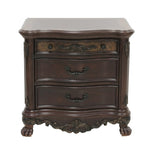 ZUN Elegant Style 1pc Nightstand of 3x Drawers Cherry Finish with Gold Tipping Traditional Formal B01164710