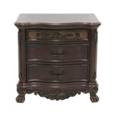 ZUN Elegant Style 1pc Nightstand of 3x Drawers Cherry Finish with Gold Tipping Traditional Formal B01164710