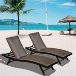 ZUN Outdoor PE Wicker Chaise Lounge - Set of 2 Patio Reclining Chair Furniture Set Beach Pool Adjustable W1859109883