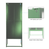 ZUN Stylish 4-Door Tempered Glass Cabinet with 4 Glass Doors Adjustable Shelves U-Shaped Leg Anti-Tip W1673127689
