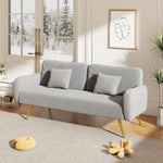 ZUN 70.47" Gray Fabric Double Sofa with Split Backrest and Two Throw Pillows W1658124692