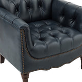 ZUN Bertram Genuine Leather Armchair NAVY W1137141073