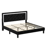 ZUN Molblly King Size Bed Frame with Upholstered Headboard, Strong Frame, and Wooden Slats Support, W2276139454