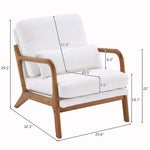 ZUN Oak Armrest Oak Upholstered Teddy Velvet Single Lounge Chair Indoor Lounge Chair Off-White 86558751