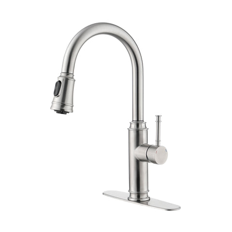 ZUN Single Handle High Arc Pull Out Kitchen Faucet,Single Level Stainless Steel Kitchen Sink Faucets 34941911