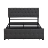 ZUN Full Size Storage Bed Metal Platform Bed with a Big Drawer - Gray WF212444AAE