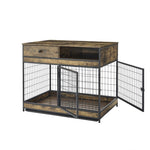 ZUN Furniture Dog Cage Crate with Double Doors. Antique Brown,38.78'' W x 27.36'' D x 32.17'' H. W1903P151311
