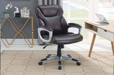 ZUN 1pc Office Chair Brown Color Cushioned Headrest Adjustable Height Executive Chair Armrest Lumbar HS00F1687-ID-AHD