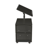 ZUN Height Adjustable Overbed End Table Wooden Nightstand with Swivel Top, Drawers, Wheels and Open W33128753