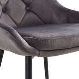 ZUN Modern Gray Velvet Dining Chairs , Fabric Accent Upholstered Chairs Side Chair with Black Legs for W21068143