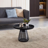 ZUN Smoke Glass Base with Black Painting Top Coffee Table, Living Room Center Table W1718130607