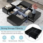 ZUN ON-TREND Unique Design Coffee Table with 4 Hidden Storage Compartments, Square Cocktail Table with WF305182AAB