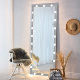 ZUN Hollywood Full Length Mirror with Lights Full Body Vanity Mirror with 3 Color Modes Lighted Standing W70832319