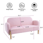 ZUN 59.1" Teddy Velvet Pink Two-Seater Sofa with Three Lumbar Pillows W1658116879