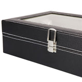ZUN 12 Compartments Top-level Opening Style Leather Watch Collection Box Black 30696064