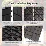 ZUN Patio Interlocking Deck Tiles, 12"x12" Square Composite Decking Tiles, Four Slat Plastic Outdoor W1859113475