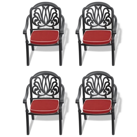 ZUN Cast Aluminum Patio Dining Chair 4PCS With Black Frame and Cushions In Random Colors W171091754