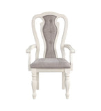 ZUN ACME Florian Arm Chair, Gray Fabric & Antique White Finish DN01655