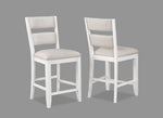ZUN 2pc Set White Farmhouse Style Ladder Back Counter Height Side Chair Stool Cream Color Upholstered B011135073