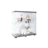 ZUN Two-door Glass Display Cabinet 2 Shelves with Door, Floor Standing Curio Bookshelf for Living Room W1806104442