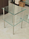 ZUN 2-Piece Clear Glass Side&End Table Two Layer End table with Shelf W32790426