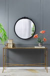 ZUN 30"x30" Round Hand Carved Rose Antique Mirror Frame, Mirror for Live space, Bathroom, Entryway W2078126751
