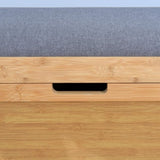 ZUN Entryway Bamboo Bench Living Room Storage Shoe Rack with Foldable Shelf 24.8 x 11.6 x 18.9 inch W40934119
