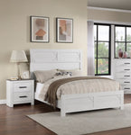 ZUN White Color 1pc Nightstand Paper veneer Bedroom Furniture 2-Drawers Bedside Table B011137848